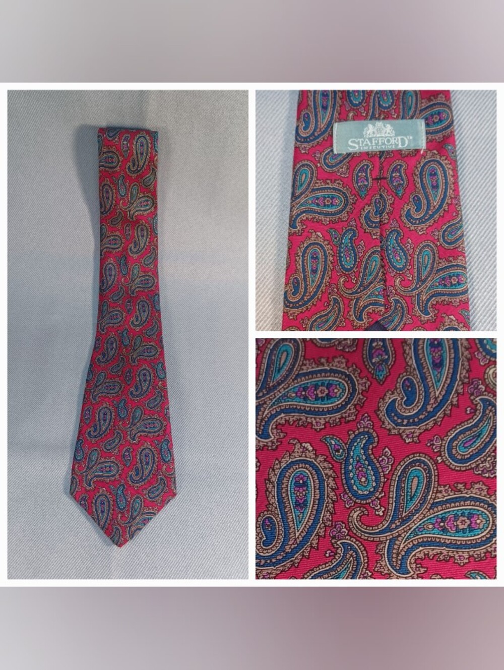 Stafford Red And Blue Paisley Men's Tie